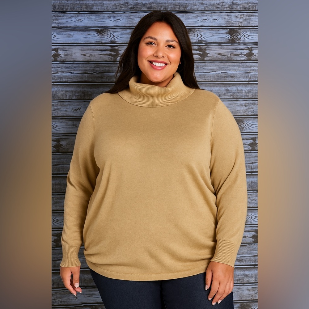 Lane Bryant Classic Tan Turtleneck Sweater